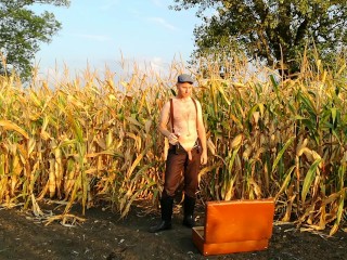 double pee and masturbation in the secluded countryside