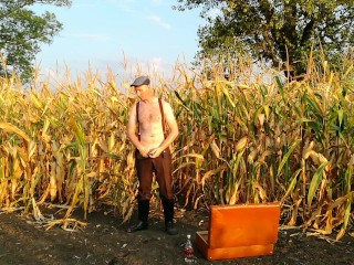 double pee and masturbation in the secluded countryside