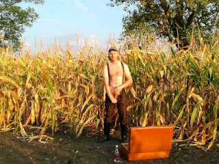 double pee and masturbation in the secluded countryside