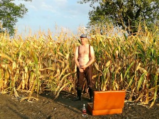 double pee and masturbation in the secluded countryside