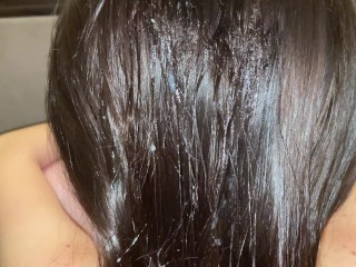 This Natural Remedy Will Strengthen Your HAIR! Cumshot on Hair. Brushing Cum Into Hair.