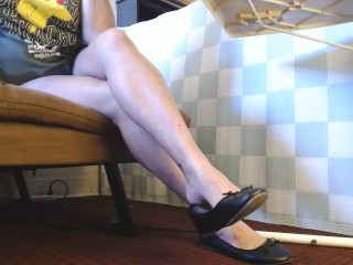 Crossed Legs Dangling Flats