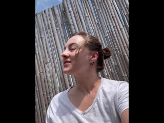 White T shirt weather SFW vertical behind the scenes selfie clip