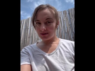 White T shirt weather SFW vertical behind the scenes selfie clip