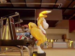 Judy Hopps and Renamon is working out