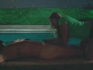 Blowjob in the pool. Full video in my Manyvids.