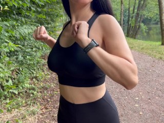 My morning run ended with sex and cum in my mouth in the woods with a stranger