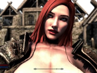 Cute Redhead grows into goddess and has fun with the city - Skyrim Giantess