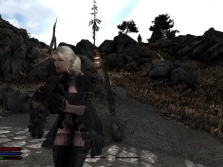 Hot Blonde Giantess grows ever larger - Skyrim Giantess