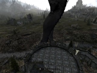 Hot Blonde Giantess grows ever larger - Skyrim Giantess