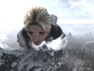 Hot Blonde Giantess grows ever larger - Skyrim Giantess