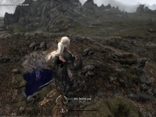 Hot Blonde Giantess grows ever larger - Skyrim Giantess