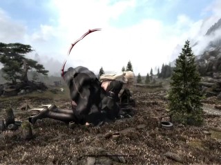 Hot Blonde Giantess grows ever larger - Skyrim Giantess