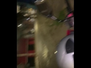 Huge biker dick on the street at night