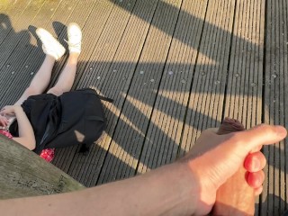 DICKFLASH: Girl at the Lake can't believe I'm jerking off infront of her