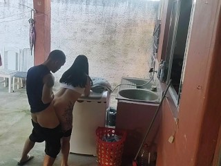 wife left and the maid couldn't resist my erect dick