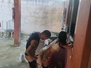 wife left and the maid couldn't resist my erect dick