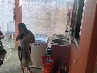 wife left and the maid couldn't resist my erect dick