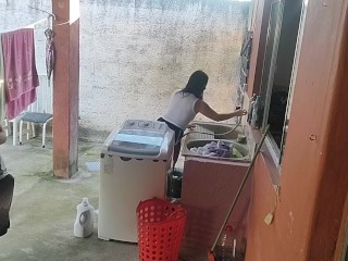 wife left and the maid couldn't resist my erect dick