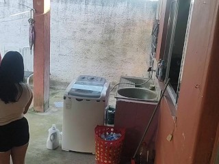 wife left and the maid couldn't resist my erect dick