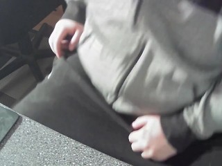 Bear body in sweat pants cock out; getting hard