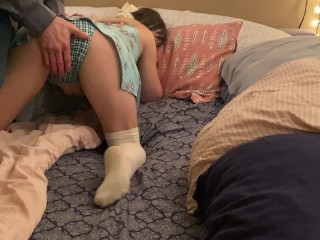 Petite Teen DawlFace's Daddy Fingers and Fucks her Roughly