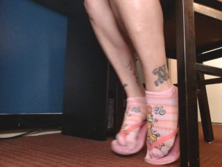 Pink Ankle Socks Flip Flop Shoe Play