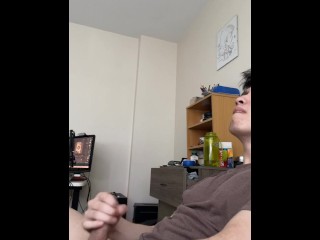 cute asian with veiny hard cock while high