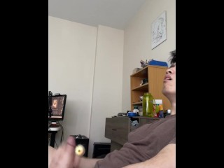 cute asian with veiny hard cock while high