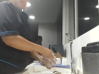 Biig ass mature plays with ner toys while her bosses are aways