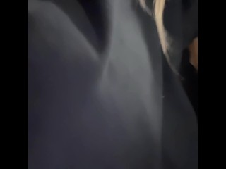 Horny young slut sucks her big tits