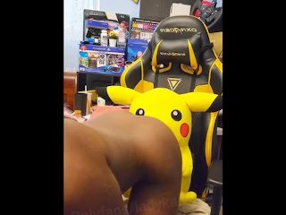 Ladykaiyo model does nude photoshoot in bedroom with pikachu