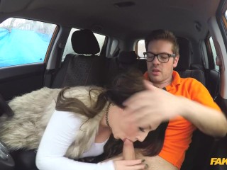 Fake Driving School - Cock starved busty brunette demand cock in her wet pussy