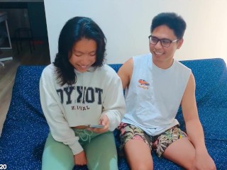 18not20 Sloppy Hawk Tuah Blowjob - Tiny Asian Girl Spits Hard On Cock Before Getting Creampie