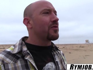 RYMJOB - Big Tits Milf At Beach Picked Up Rimjob