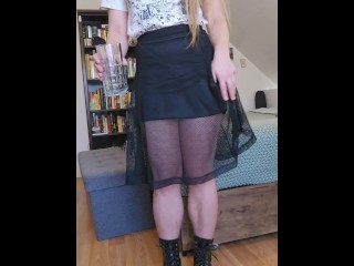 River Gray Nonbinary Trans Femboy Boots And Skirt Tease