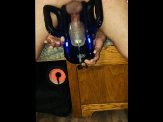 COCK MILKING MACHINE GAVE ME AN INTENSE ORGASM WHILE BENT OVER THE EDGE OF THE BED