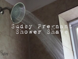 Pregnant sudsy shower shave