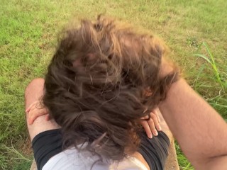 Hot teen gives me amazing outdoor blowjob and I cum all over her while she isn't allowed to cum