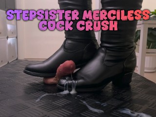 Stepsister Cock Crush in High Thigh Black Boots, No Mercy! - Bootjob, Shoejob, Ballbusting, CBT