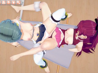 Sayaka Miki and Kyouko Sakura have hot lesbian sex