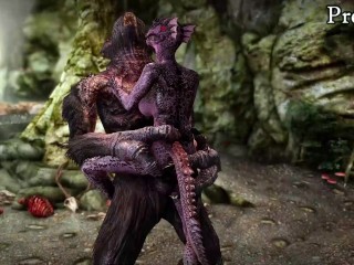 Female alchemist Argonian becomes a troll's semen tank and gets fucked by a large penis.