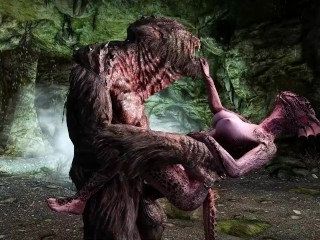 Female alchemist Argonian becomes a troll's semen tank and gets fucked by a large penis.