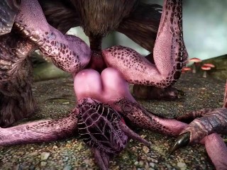 Female alchemist Argonian becomes a troll's semen tank and gets fucked by a large penis.