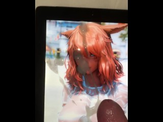 Final Fantasy XIV Cumtribute Miqote love cum on her face