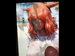 Final Fantasy XIV Cumtribute Miqote love cum on her face