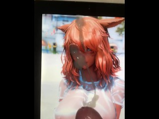 Final Fantasy XIV Cumtribute Miqote love cum on her face