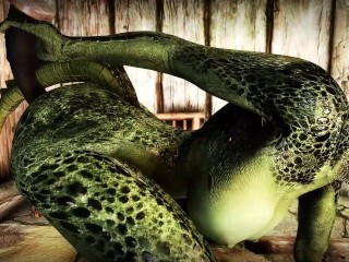 Female warrior Argonian masturbates & gets fucked by Embry