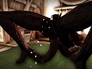Female mage Argonian can't stop masturbating with a magic dildo.