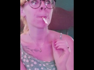 Silent Smoking Cigarette Petite Blonde SFW